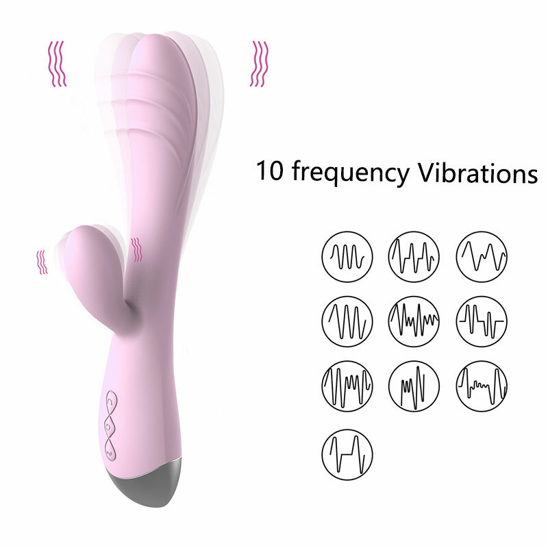10ความถี่ Dildo Vibrator กระต่าย Vibrator Wand เซ็กซ์ทอยสำหรับหญิง Masturbator มอเตอร์คู่ G Spot Clitoris Stimulator