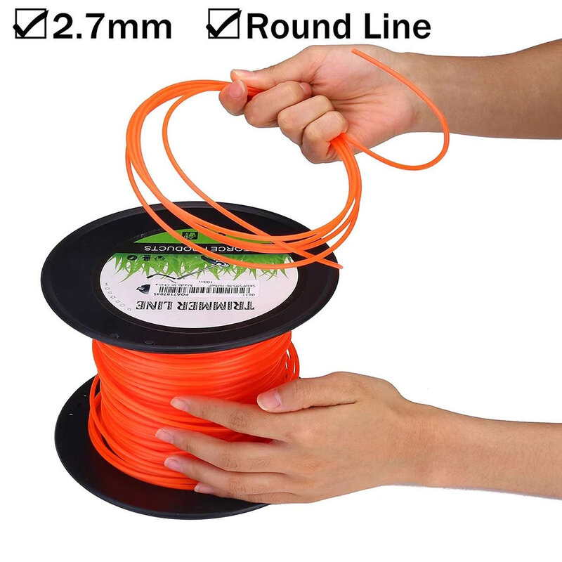 Electric Lawn Mower Trimmer Line 50m*2.7mm Durable Nylon Garden Grass Brush Cutter Spiral Rope Lawn Mower Head Tool Accessory