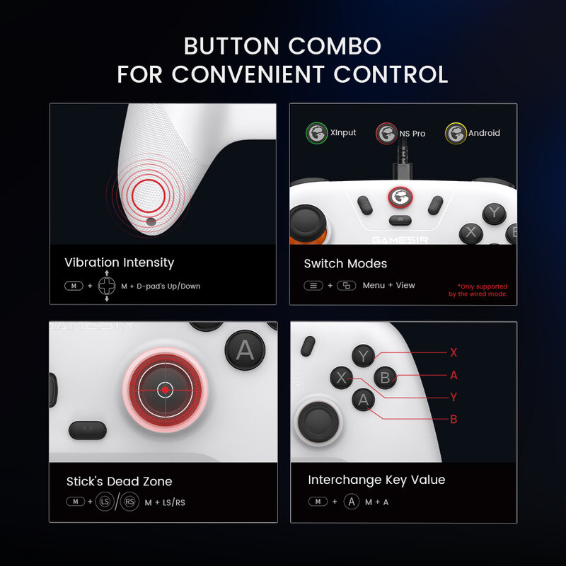 Беспроводной контроллер геймпада GameSir Nova Lite с Bluetooth, ключом, проводным для коммутатора, Android, IOS, ПК и игры Steam