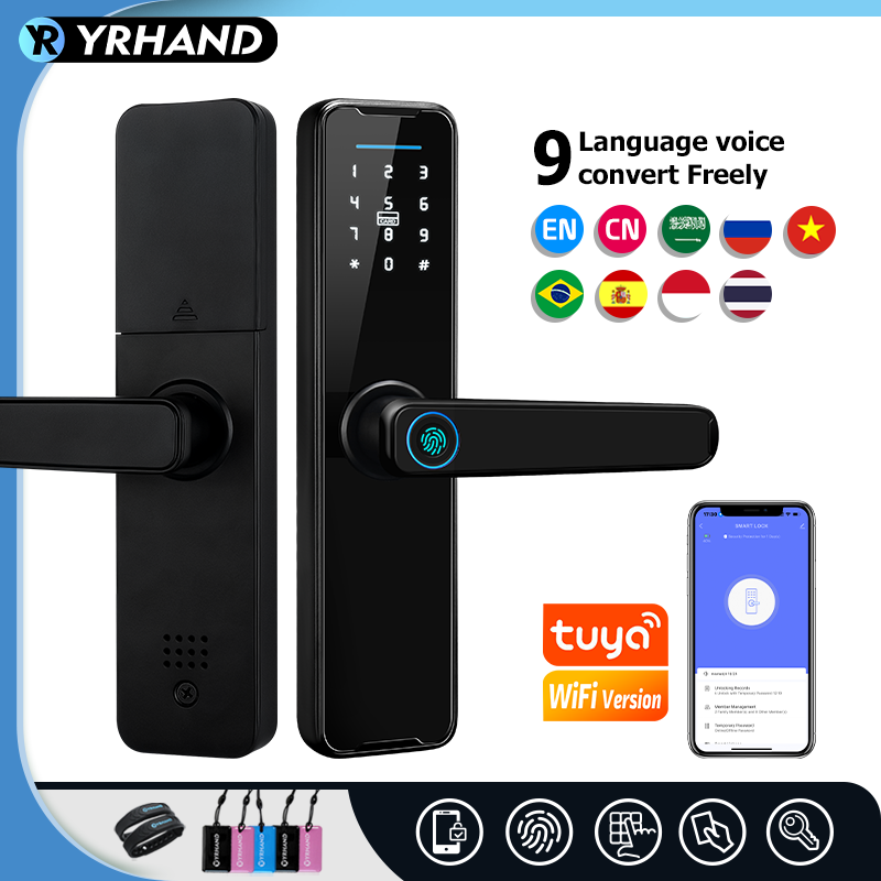 Электронный смарт-замок YRHAND, умный дверной замок с Wi-Fi, с дистанционным управлением через приложение Tuya