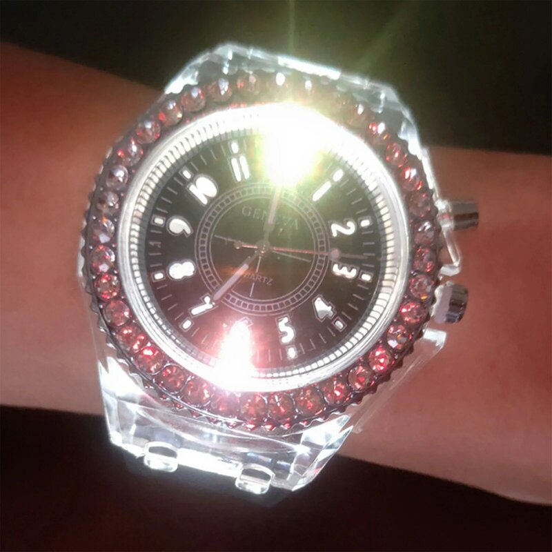 Diamante colorido masculino gelado relógio de pulso de quartzo, relógio de ouro luxuoso, relógios Hiphop, relógio, moda