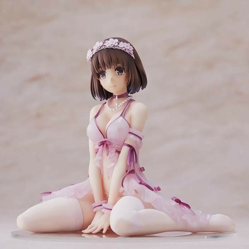 Chemise de nuit sexy Megumi Kato en position assise, figurine d'action fine, figurine d'anime, modèle de collection, jouets beurre, cadeau, 16cm