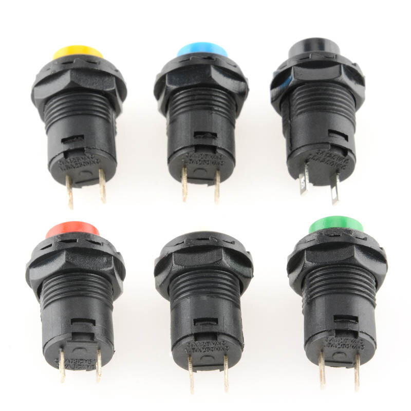 Auto-Lock e Interruptores de Botão Momentâneo, DS427, DS428, 12mm, OFF- ON, Interruptor de Botão, 3A, 125VAC, 1.5A, 250VAC, DS-427, 6Pcs