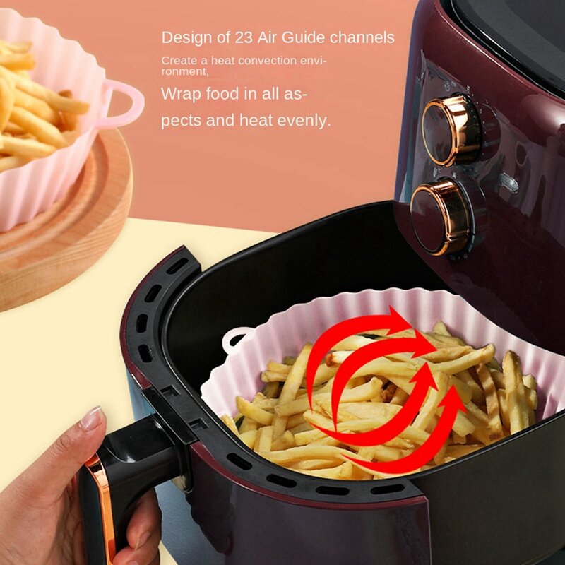 20Cm Air Fryers Oven Baking Tray Fried Chicken Basket Mat Airfryer Silicone Pot Round Replacemen Grill Pan