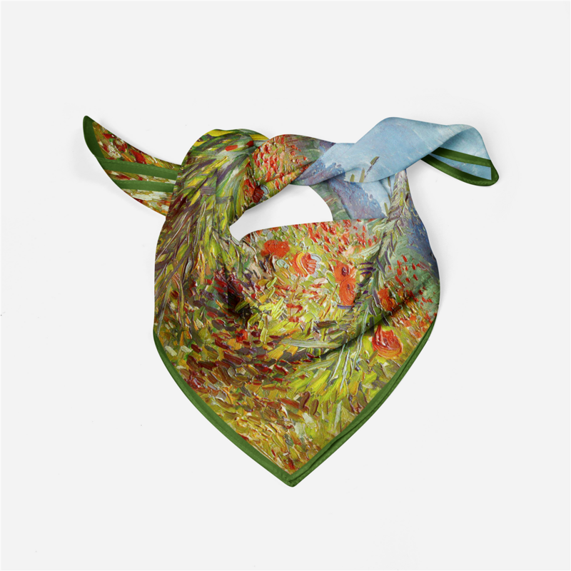 Женский шелковый шарф-повязка с принтом, 53 см