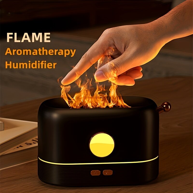 Minihumidificador de aire portátil h2o, difusor de aceites esenciales, Usb, Led 3D, cambia de color, llama de fuego