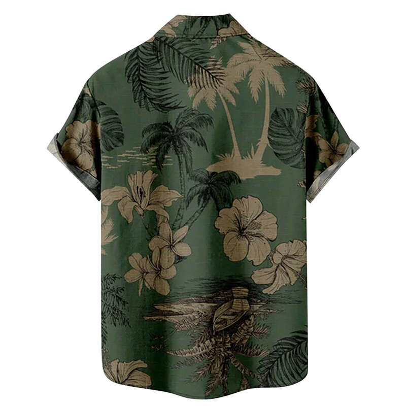 Men Fashion Spring Summer Casual Short Sleeve Turndown Neck Printed T Shirts Top Camisas De Hombre Fashion Shirts Tops Business