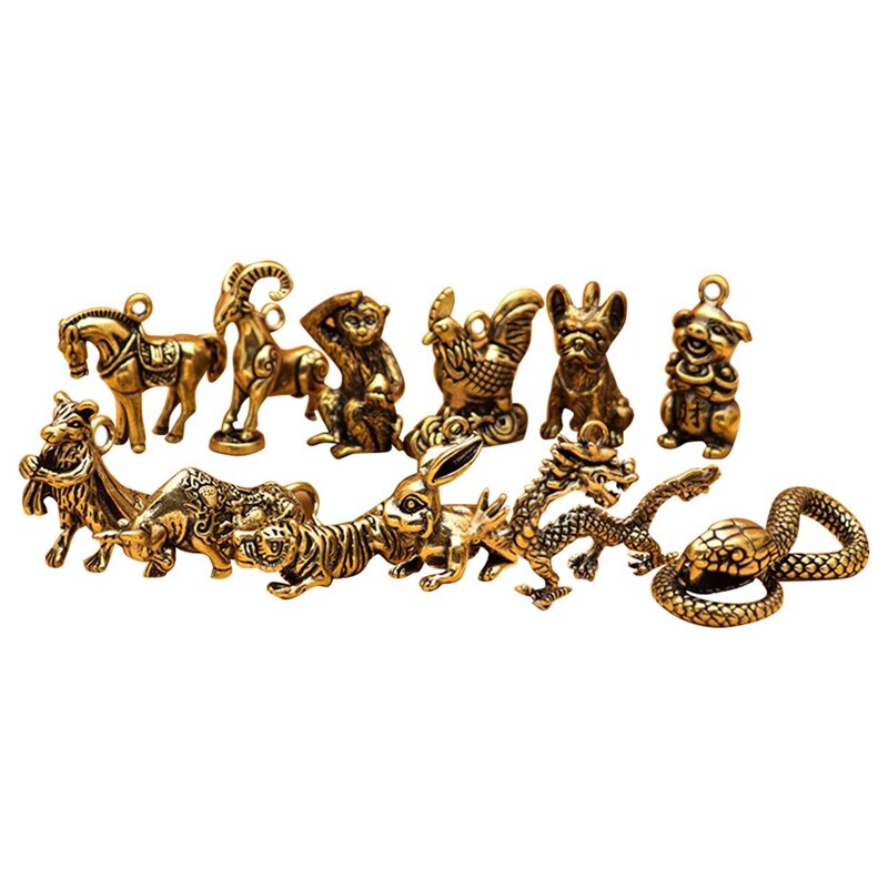 Chinese Zodiac Dragon Statue Bronze Figurine Antique Copper Animal Miniature Home Ornaments Collection Decor Crafts