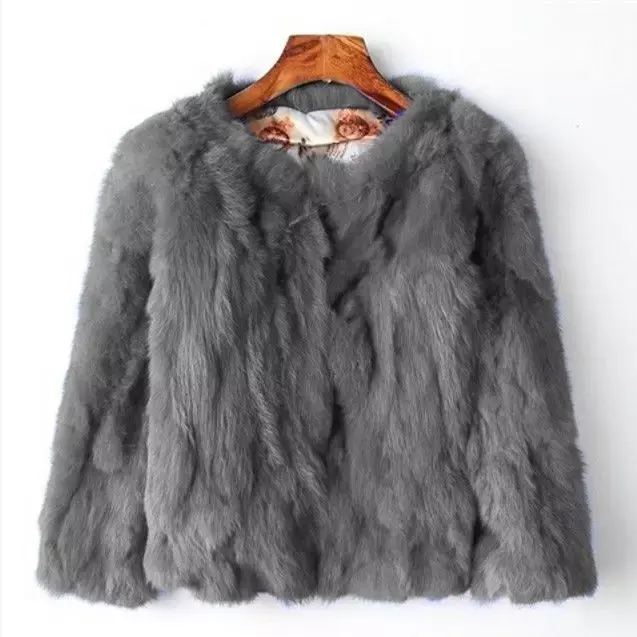 Abrigo de piel Natural para mujer, chaqueta cálida de conejo de alta calidad, nuevo estilo, invierno, 2024