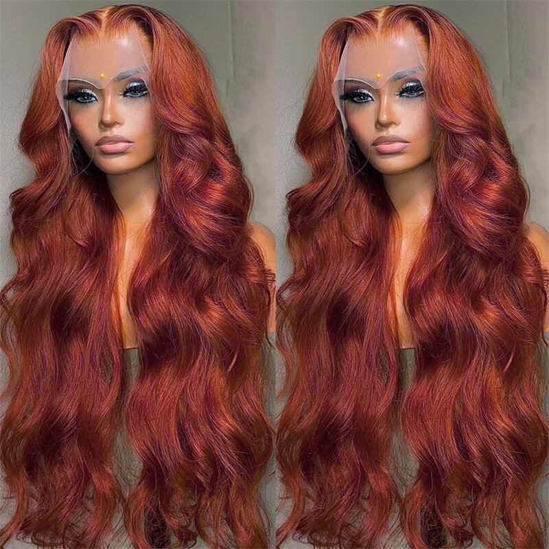 Preplucked Reddish Brown Lace Front Wig Human Hair 13x6 HD Lace Front Human Hair Wig Lace Frontal Body Wave Wig Copper Red Wigs