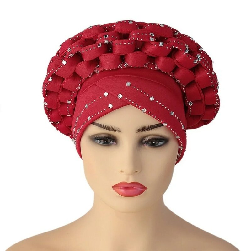 Sciarpa musulmana hijab modello africano Pre-legato cofano turbante nodo berretto copricapo cappello Auto Gele Robe Africaine copertura dei capelli per le donne