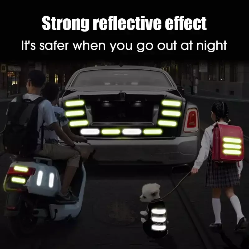 Pegatinas reflectantes de advertencia de seguridad universales para coche, reflectantes para todas las fuentes de luz, casco de motocicleta, piezas de coche, 10-60 piezas