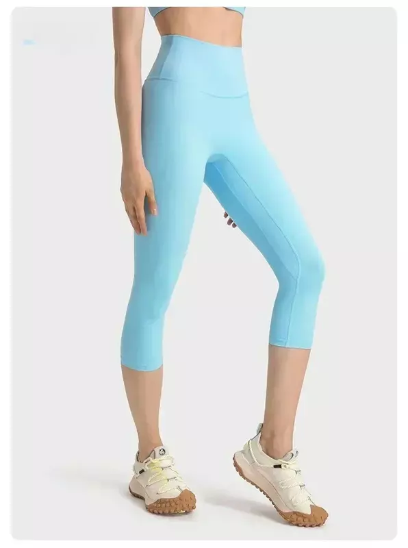Limão-cintura alta esportes shorts para mulheres, yoga, fitness leggings, 19 polegadas, exercício ao ar livre, ciclismo, sportswear