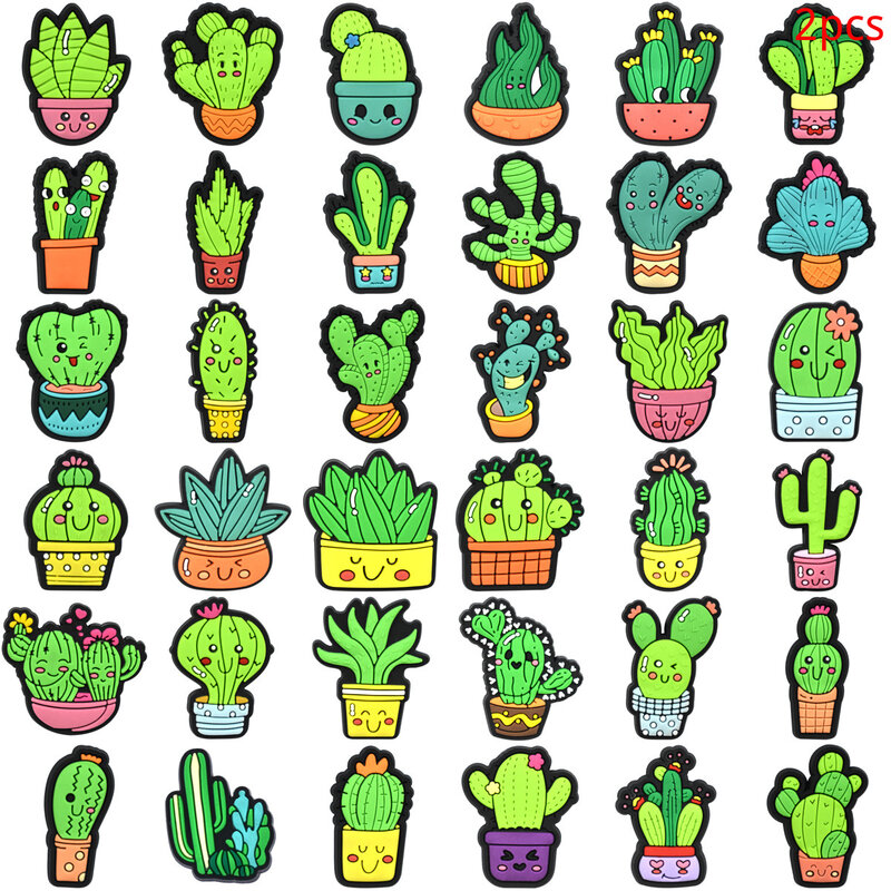 Urocze kaktusowe postacie z serii roślin PVC klamra do butów wisiorki akcesoria ozdoby na chodaki opaski na rękę dla dzieci unisex prezent