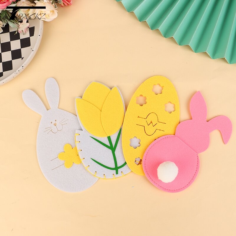 Wielkanocny klimatyczna dekoracja królik nóż i widelec torba dla dzieci nóż i widelec zestaw Mat