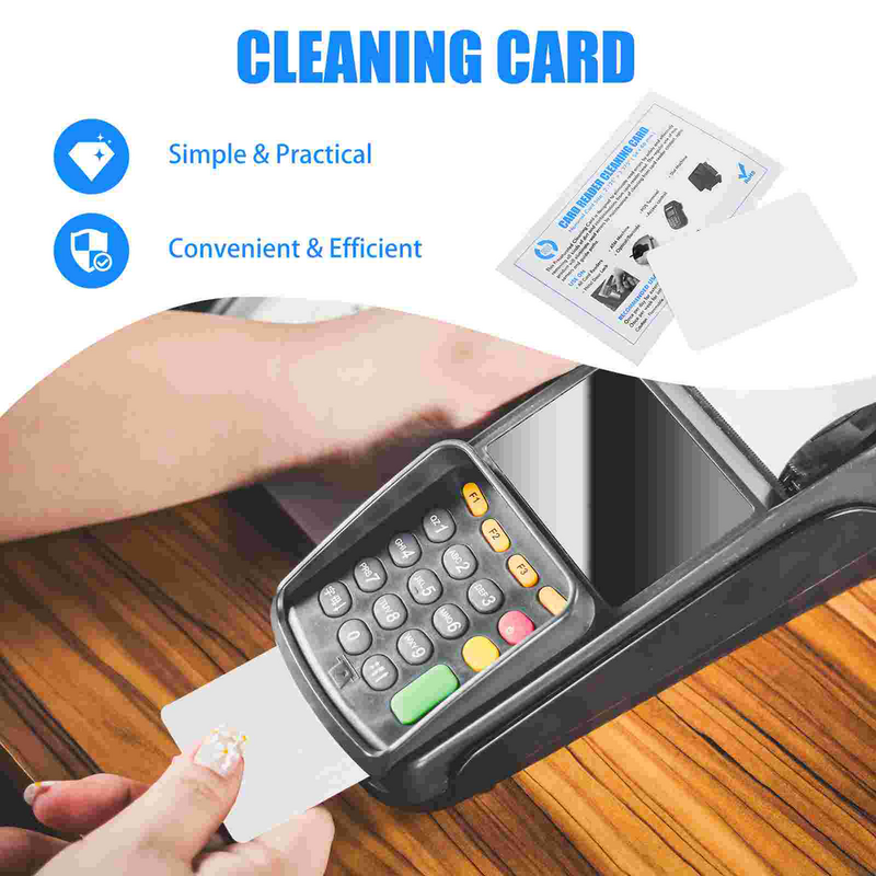 Limpadores de cartões de limpeza reutilizáveis, limpador para o leitor terminal, máquinas-ferramentas do crédito do PVC, 10 pcs
