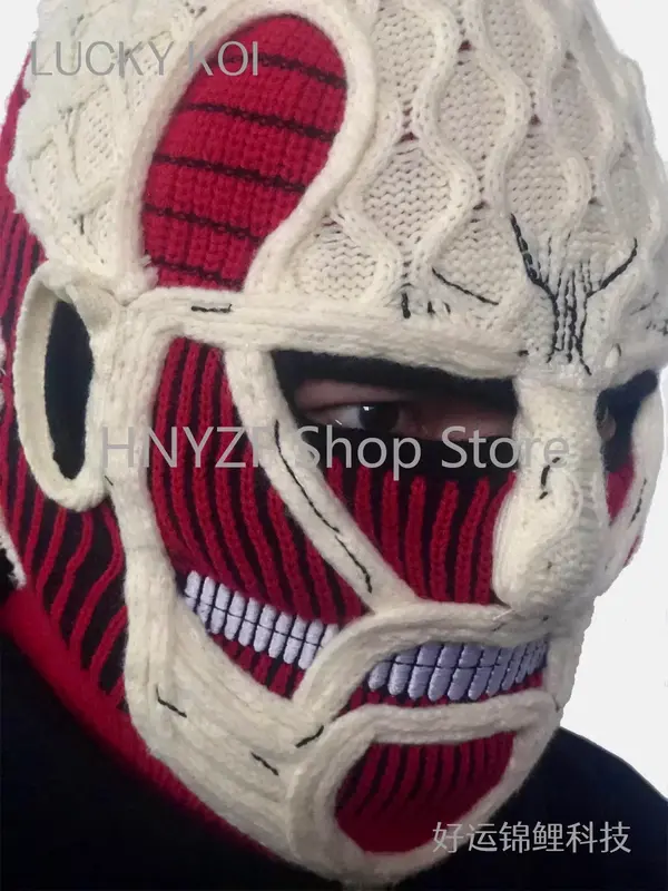 Attack On Titan Mask popular Ski  Riding face mask  mens caps handmade fall winter warm beanies  face   hats for men