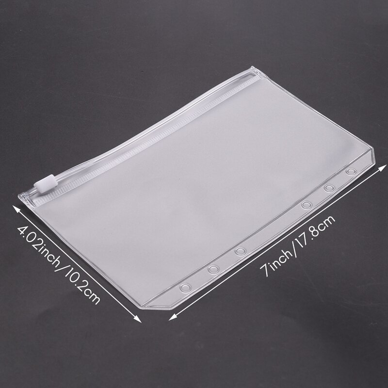 60 Pieces Of A6 Size 6-Hole Binder Pocket Translucent Plastic Binder Zipper Folder Waterproof For Documents Bag