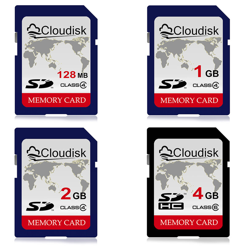 Cloudk-tarjeta SD clase 6, 4GB, mapa del mundo clase 4, 2GB, 1GB, 128MB, tarjeta de memoria para cámara