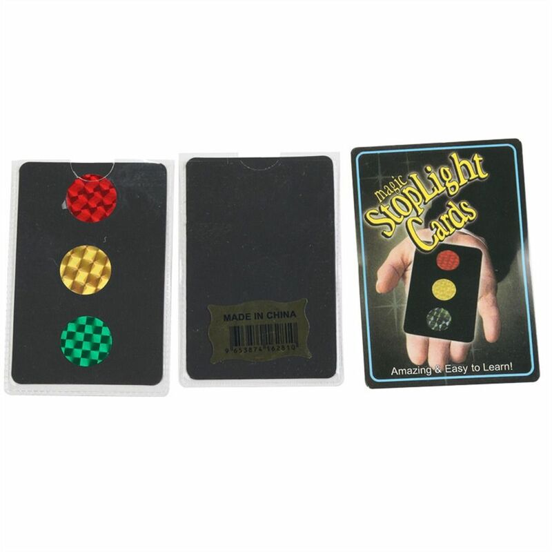 Tarjetas mágicas de luz de parada, accesorios para trucos, mentalismo, luz de tráfico, juego de mago, primer plano