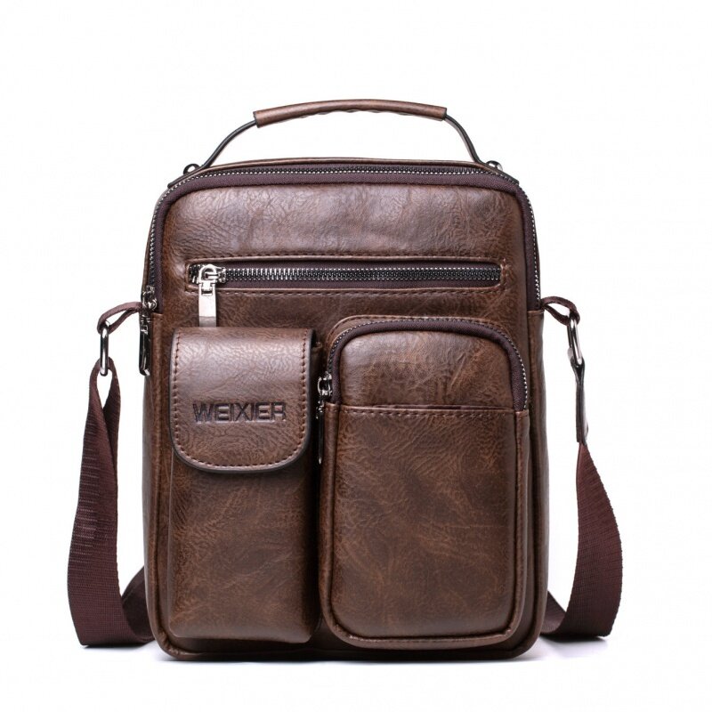 Casual Men Leather Shoulder Bag Vintage Crossbody Bags Vertical Tote Bag Man Handbag High Capacity Male Messenger Bags