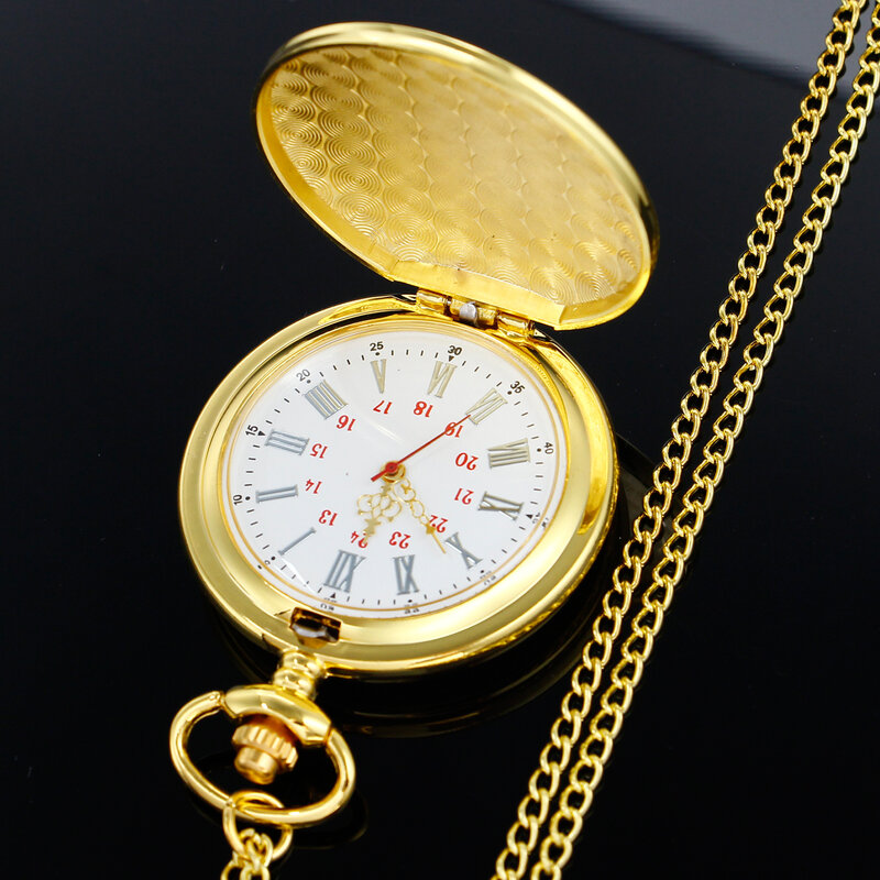 Gold Classic Best Gift for Grandpa Quartz Pocket Watch Unique Retro Men's Necklace Pendant Jewelry Clock Accessories