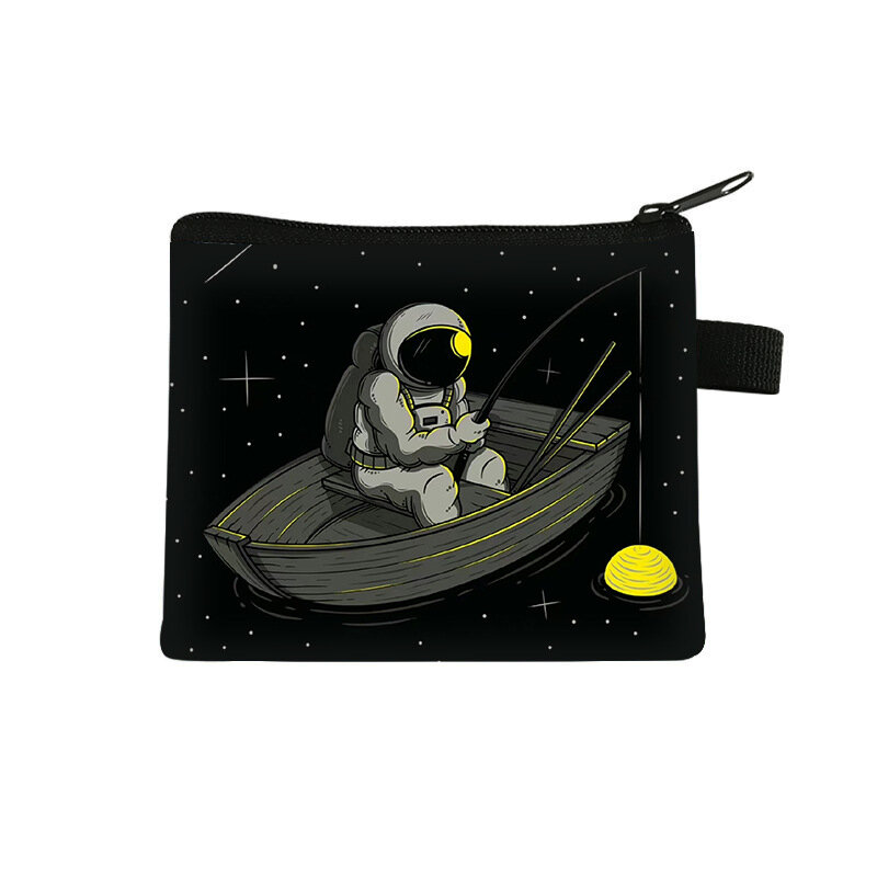 New Cute Astronaut Change Canvas Bag Personality Headphones Coin Key Bag Storage Bag Money Bag Card Bag Wallet Coin Purse
