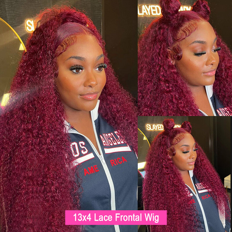 Water Wave Burgundy 13x6 Hd Lace Frontal Human Hair Wigs For Women Red Colored 13x4 Transparent Lace Curly Deep Wave Frontal Wig