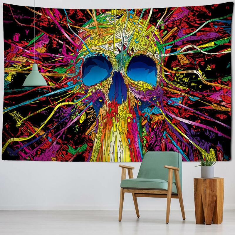 Fantasy wings, black tapestry, sun and moon, skull, home wall hanging, hippie, witchcraft, art decoration, bedroom, dormitory