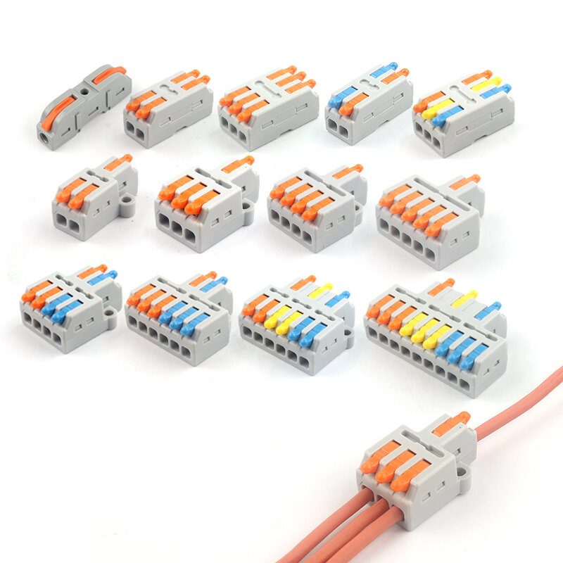 Mini Wire Conductor Connector ขนาดกะทัดรัด2/3 Pin Splicing Push-InTerminal บล็อก1หลาย Out Fixing หลุม