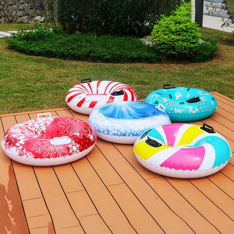 Winter Snow Tube Inflatable Sled With 2 Handles Foldable Outdoor Winter Toys Inflatable Snow Sled For Kids Adults Family Winter