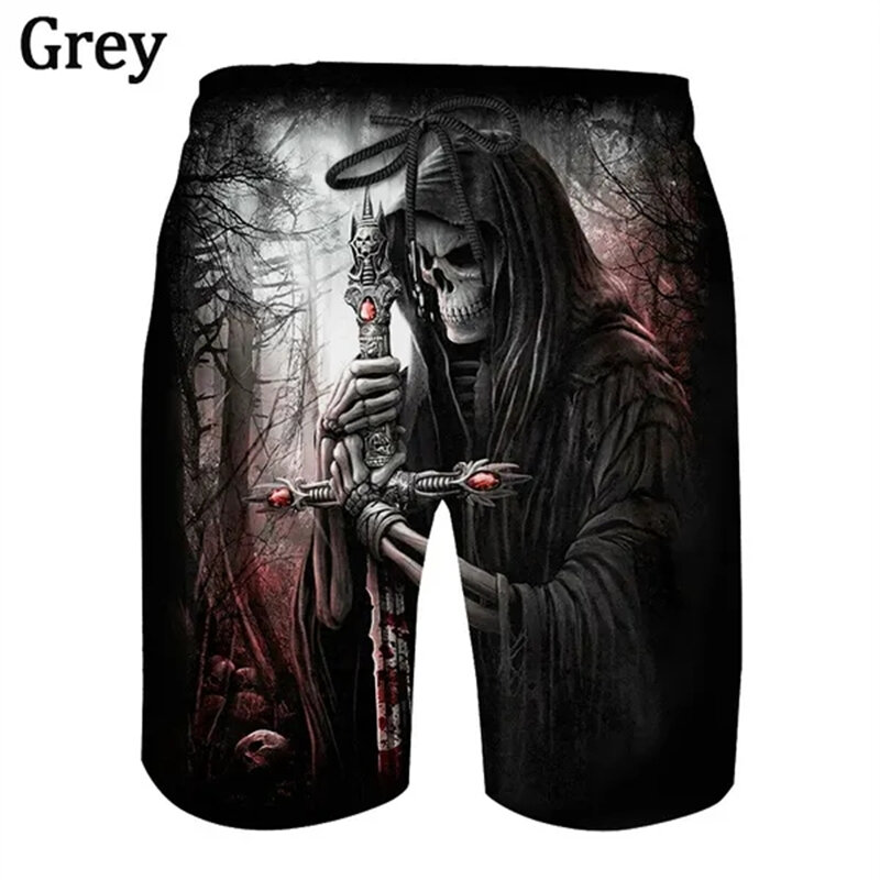 Pantalones cortos con estampado 3D de calavera para hombre, Shorts deportivos con personalidad, estilo gótico, Unisex