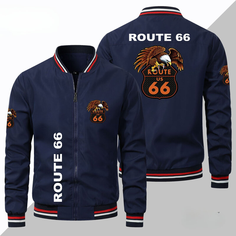 Giacca europea di grandi dimensioni primaverile e autunnale giacca da uomo alla moda Route 66 giacca sportiva da uomo con Logo uniforme da Baseball esterna da uomo