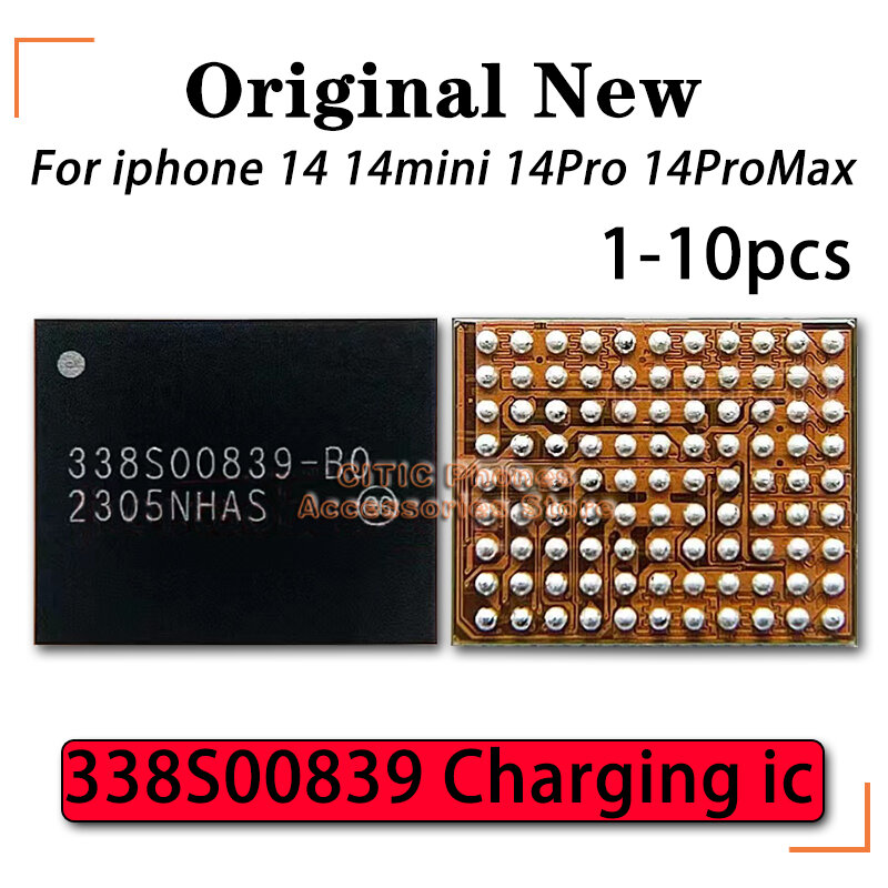 Puce IC de charge USB pour iPhone, 338S00839rer 0, 338S00839 pour iPhone 14 Plus Pro Max, 14, 13 Mini, 338S00770, 338S00770rer 0, 1-10 pièces par lot