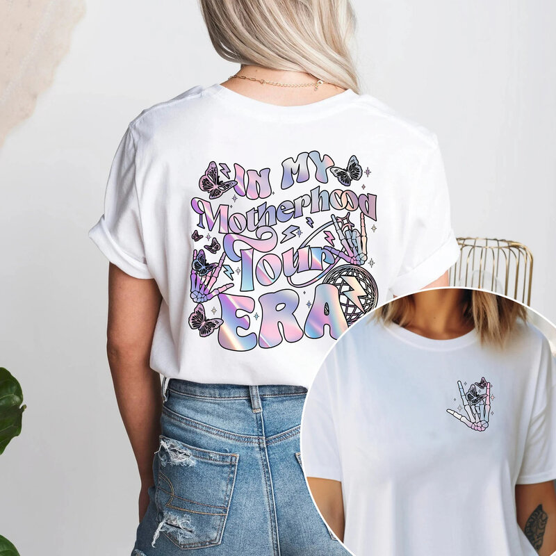 Camiseta Slogan da Era Feminina, Camisa Feminina, Tudo Combine, Casual, Feriado, Nova Moda, Tendência, Dia da Mãe, Camiseta Feminina, In My Motherhood Tour