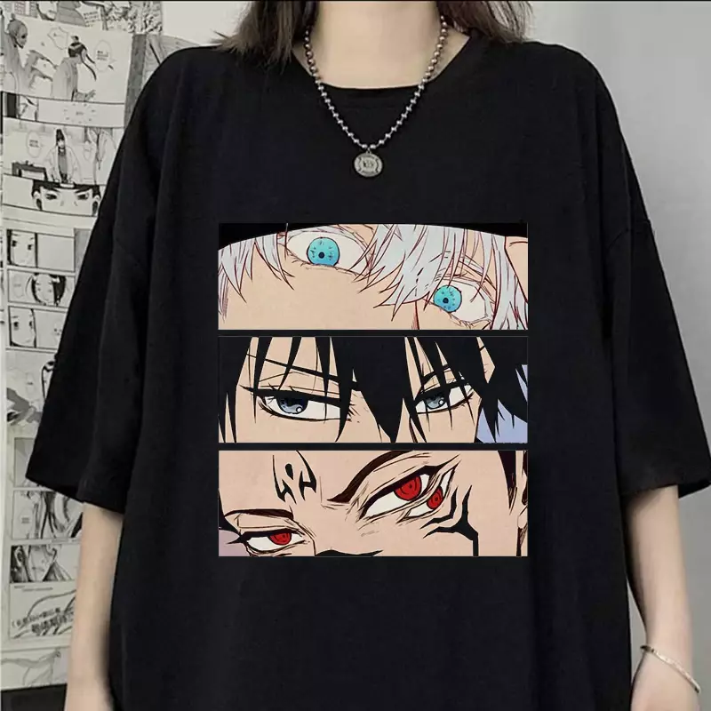 Camisetas estampadas de Anime japonés para mujer, camiseta de Jujutsu Kaisen, Tops de Gojo Satoru, camisetas gráficas de Yuji Itadori, camisetas Unisex de manga corta