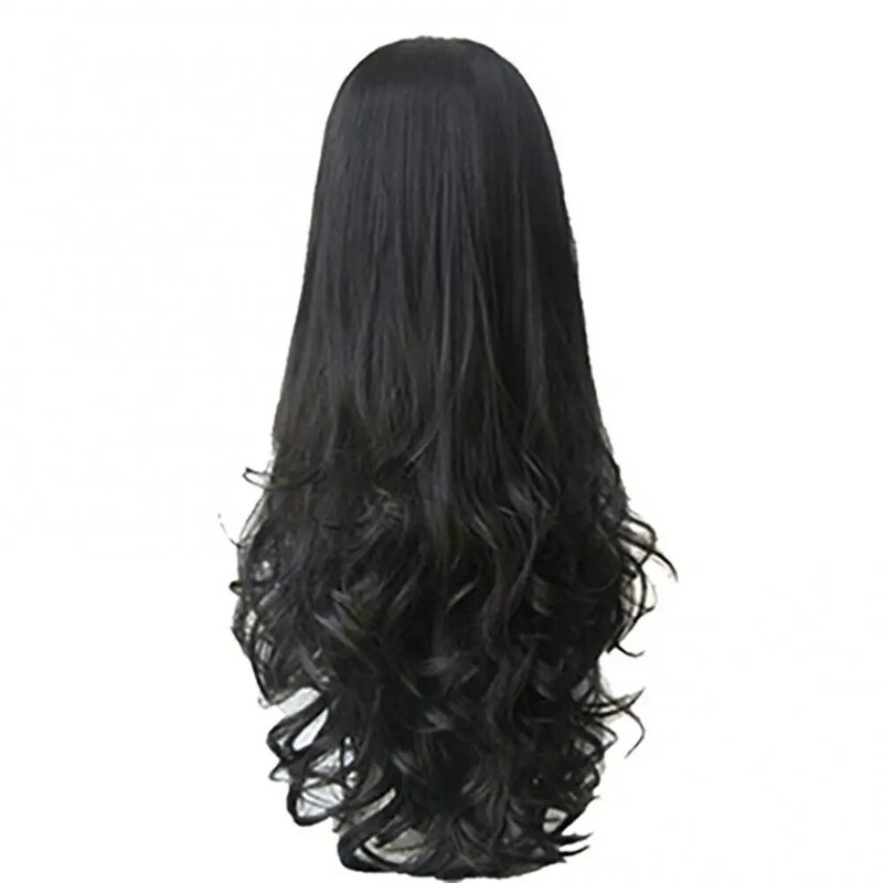 Длинные коричневые волнистые парики для женщин с челкой, длинный парик из натуральных синтетических волос, парик для ежедневного косплея, термостойкий парик из человеческих волос на сетке спереди