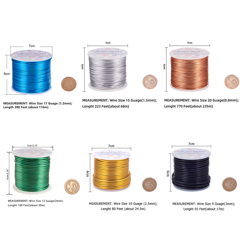 1 Roll Anodized Aluminum Wire Versatile Painted Aluminium Metal Wire for DIY Jewelry Making 0.8mm 1mm 1.2mm 1.5mm 2mm 2.5mm 3mm