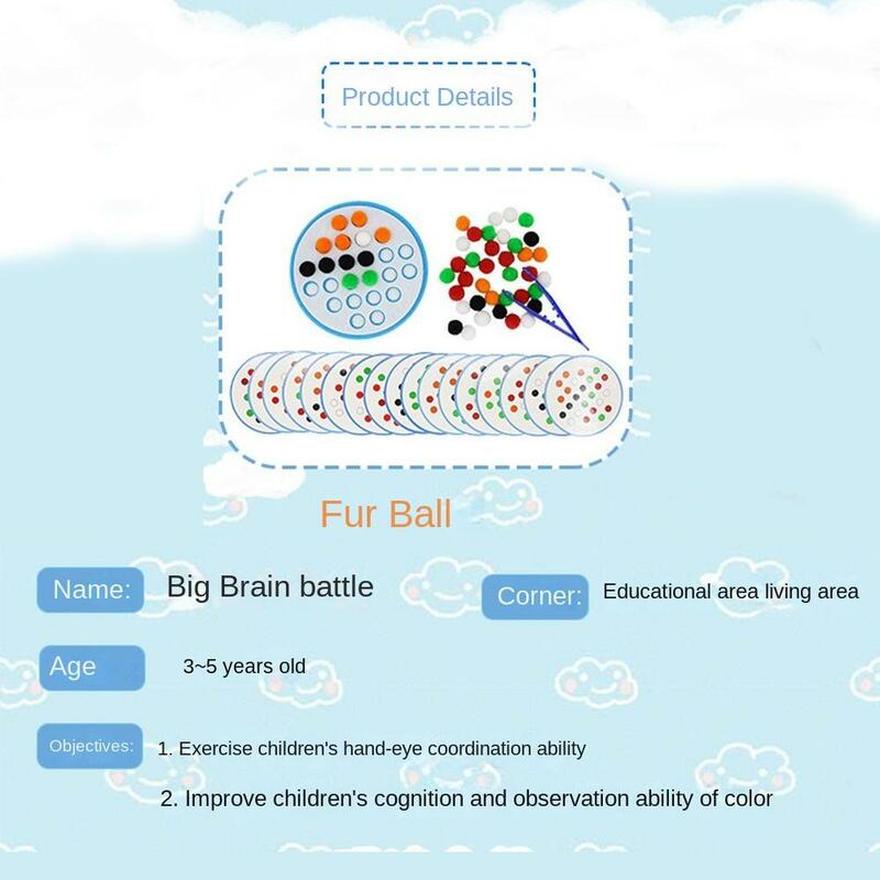 1 set Pompoms Pompoms Color Sorting Matching Game Color Matching Card Tweezers Pompoms Color Early Educational Toys Educational