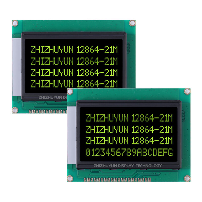 Dispositivo de exibição de tela LCD, filme preto DFSTN, caracteres verde-esmeralda, tela LCD inglesa, exportar para Cingapura, 12864-21M