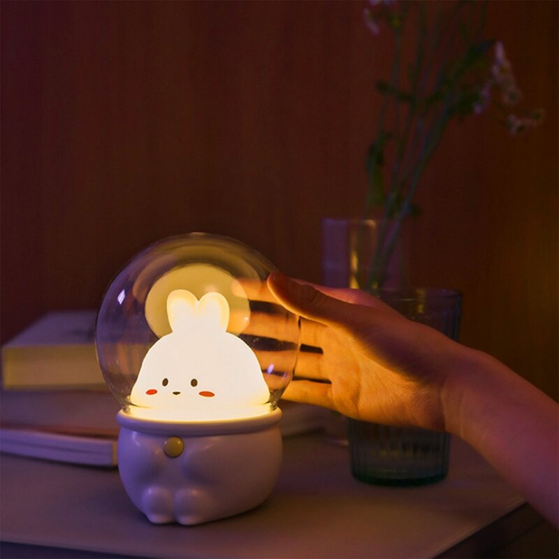 귀여운 애완동물 야간 조명, USB 충전식 LED 침대 옆 타이머 야간 조명, 어린이 침실 다채로운 수면 조명