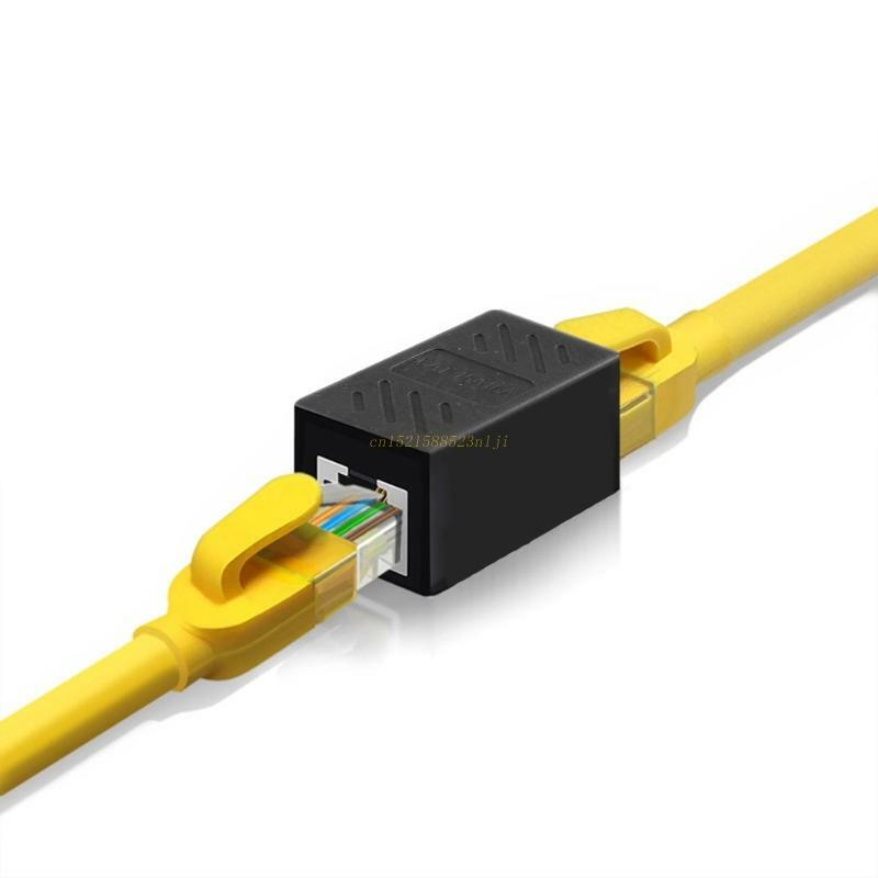 RJ45 adaptor konektor jaring Ethernet wanita, steker Extender sambungan perempuan ke Perempuan lurus untuk kepala