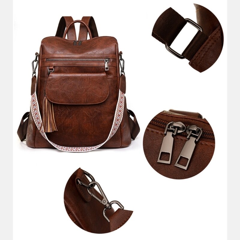 Bolso hombro capacidad para mujer, mochila práctico bolso cuero PU, mochilas viaje para varios usos