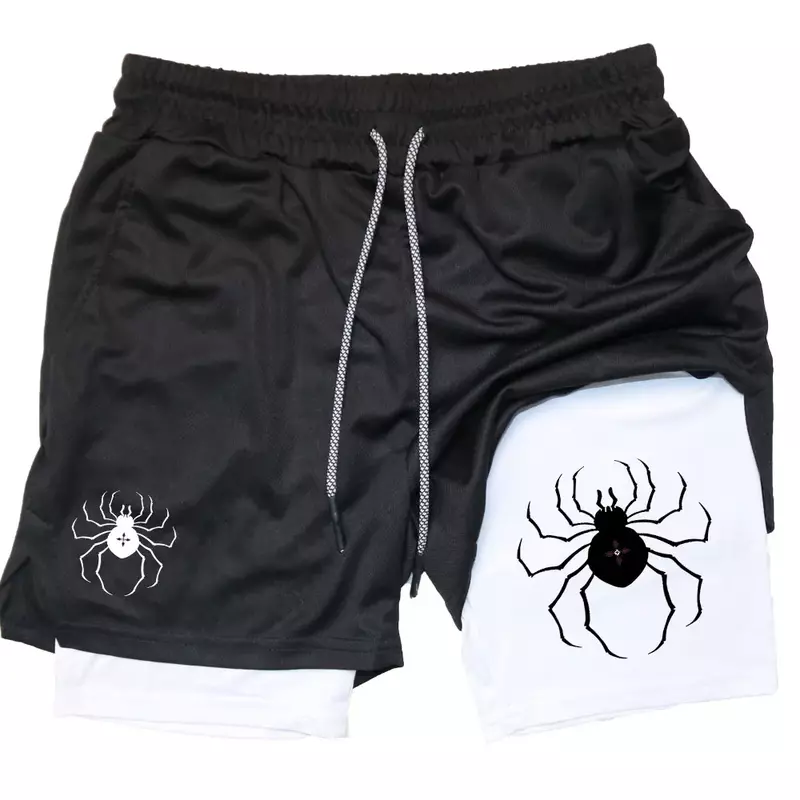 Anime Hunter x Hunter spodenki gimnastyczne dla mężczyzn oddychające spodenki z pająkiem letnie Fitness sportowy treningowe do biegania krótkie spodnie
