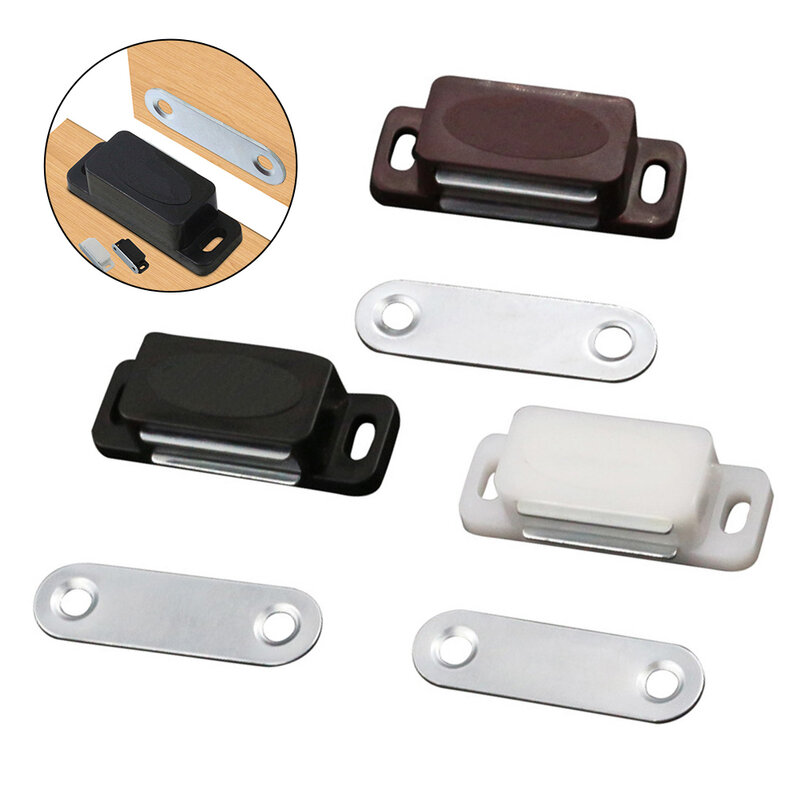 磁気キャビネットキャッチドア、ハードウェア、信頼性の高い交換、安全、吸引、白、茶色、黒、1個