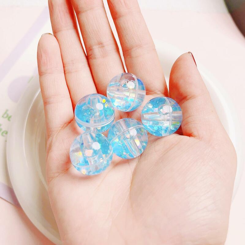 10 pz/lotto Trendy New Glitter colori trasparenti Round Gumball Bubblegum Jewelry perline di plastica acrilica Fit bracciale collana fai da te