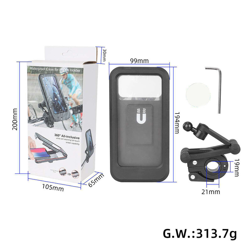 Supporto per telefono magnetico impermeabile supporto per telefono da manubrio supporto per telefono Clip girevole supporto retrattile per Touch Screen da ciclismo