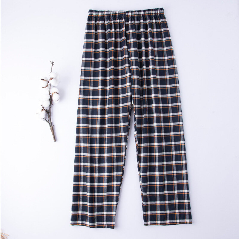 Pantalon de pyjama à carreaux 100% coton pour hommes, vêtements de nuit décontractés pour hommes, bas de nuit confortables et respirants, vêtements de détente