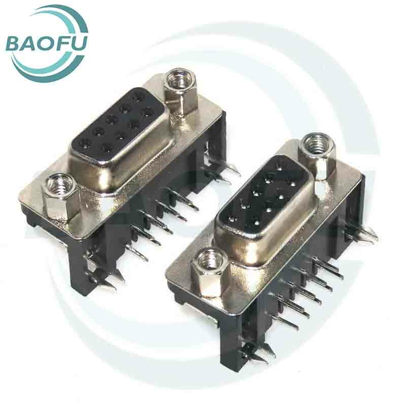 Conector VGA con puerto serie DR9 de 5 piezas, conector macho/hembra para soldar, tipo de placa de 90 grados, curva de pierna/Pin, 15/25/37DB