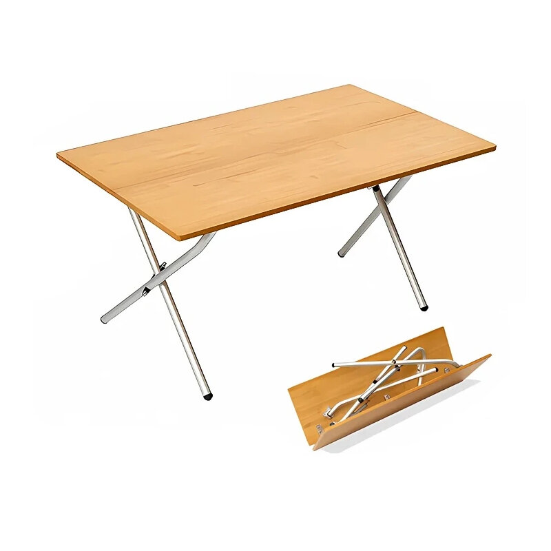 Meja Makan lipat bambu, meja makan luar ruangan berkemah portabel, Meja lipat piknik bahan Aloi Aluminium dapat dilipat mudah penyimpanan